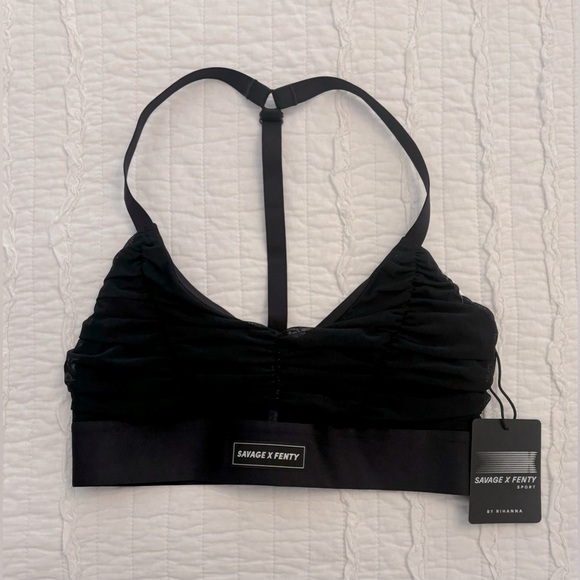 NEW SAVAGE X FENTY - Ruched Black Sports Bra with Adjustable Straps - Picture 8 of 12